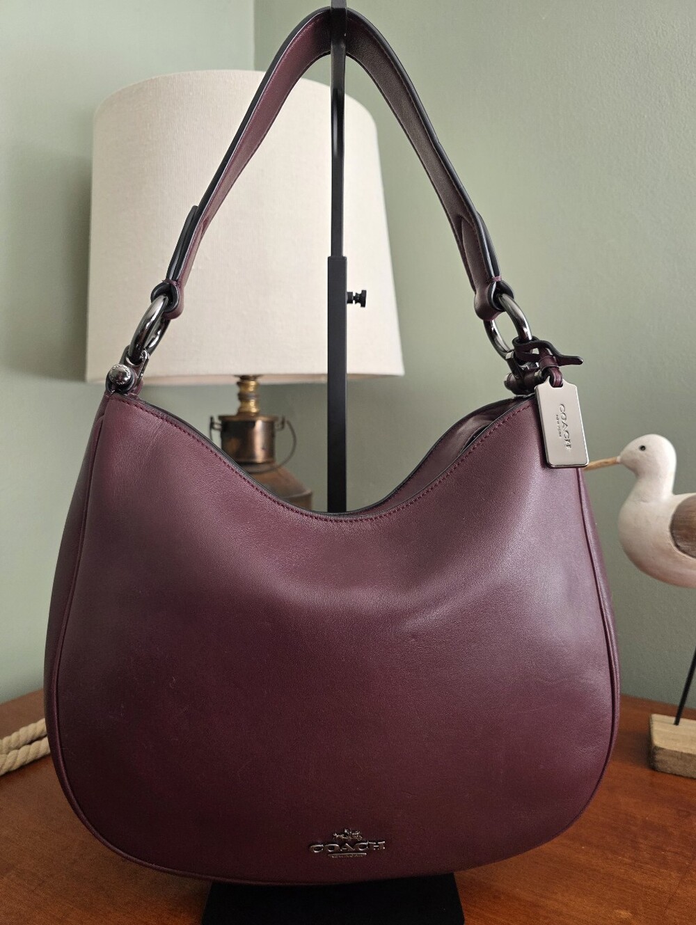 Coach 21025E Mae Hobo Oxblood Leather Shoulder Crossbody Bag - Picture 2 of 16